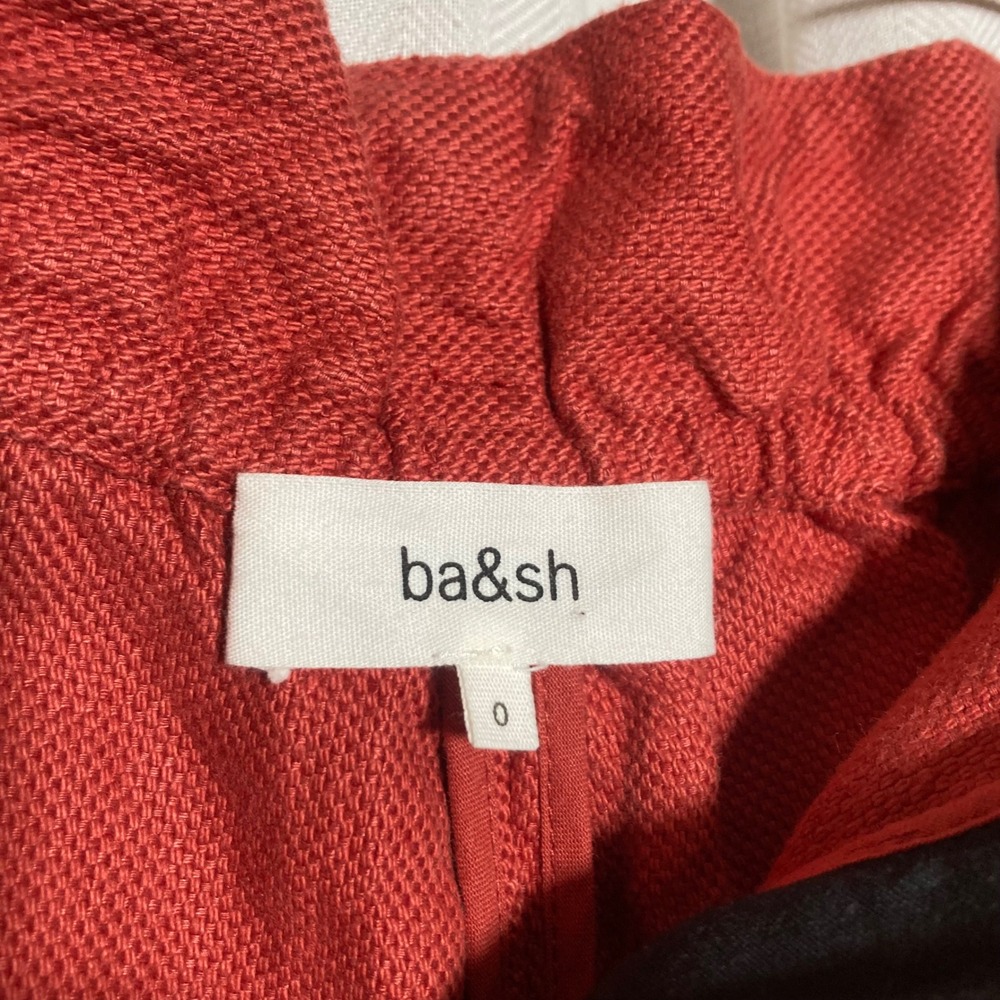 ba&sh Lady Shorts Rust Orange Red Cotton Linen Paperbag Waist Belt 0 Boho Resort